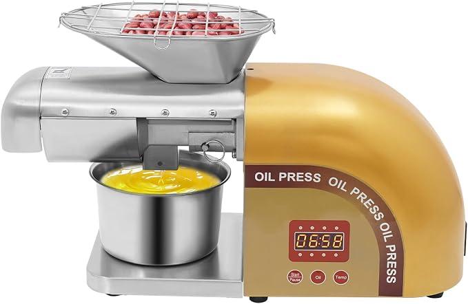 Ölpressmaschine 5-8kg/h,1800W Ölpresse aus Edelstahl 304,Temperaturregelung 0-300°C Für Erdnüsse/Sesam/Sonnenblumenkerne