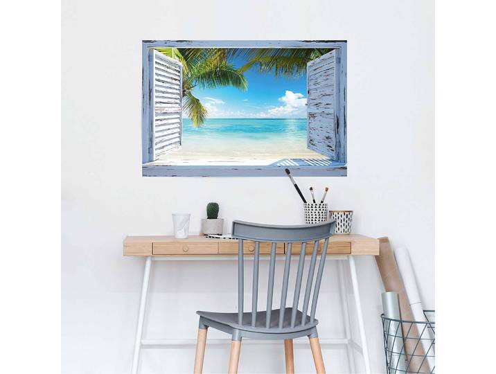 Poster Vue sur la plage Papier Bleu 61 x 92 x 0cm