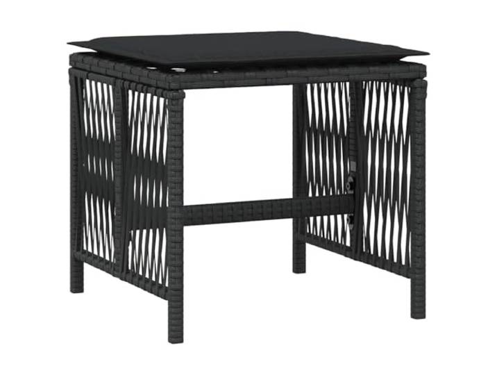 HKQWPBF Gartenhocker mit Kissen 4 STK. Poly Rattan Schwarz 41x41x36 cm 4er-Set Sitzwürfel, abnehmbare Bezüge, Stahlrahmen pulverbeschichtet, UV-beständig, leicht zu reinigen