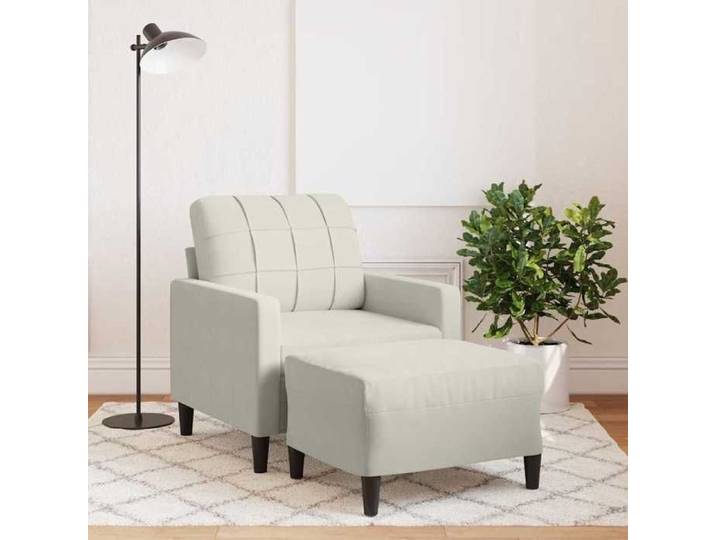 NEW 2026  Fauteuil avec repose-pied Crème 60 cm Velours L2386