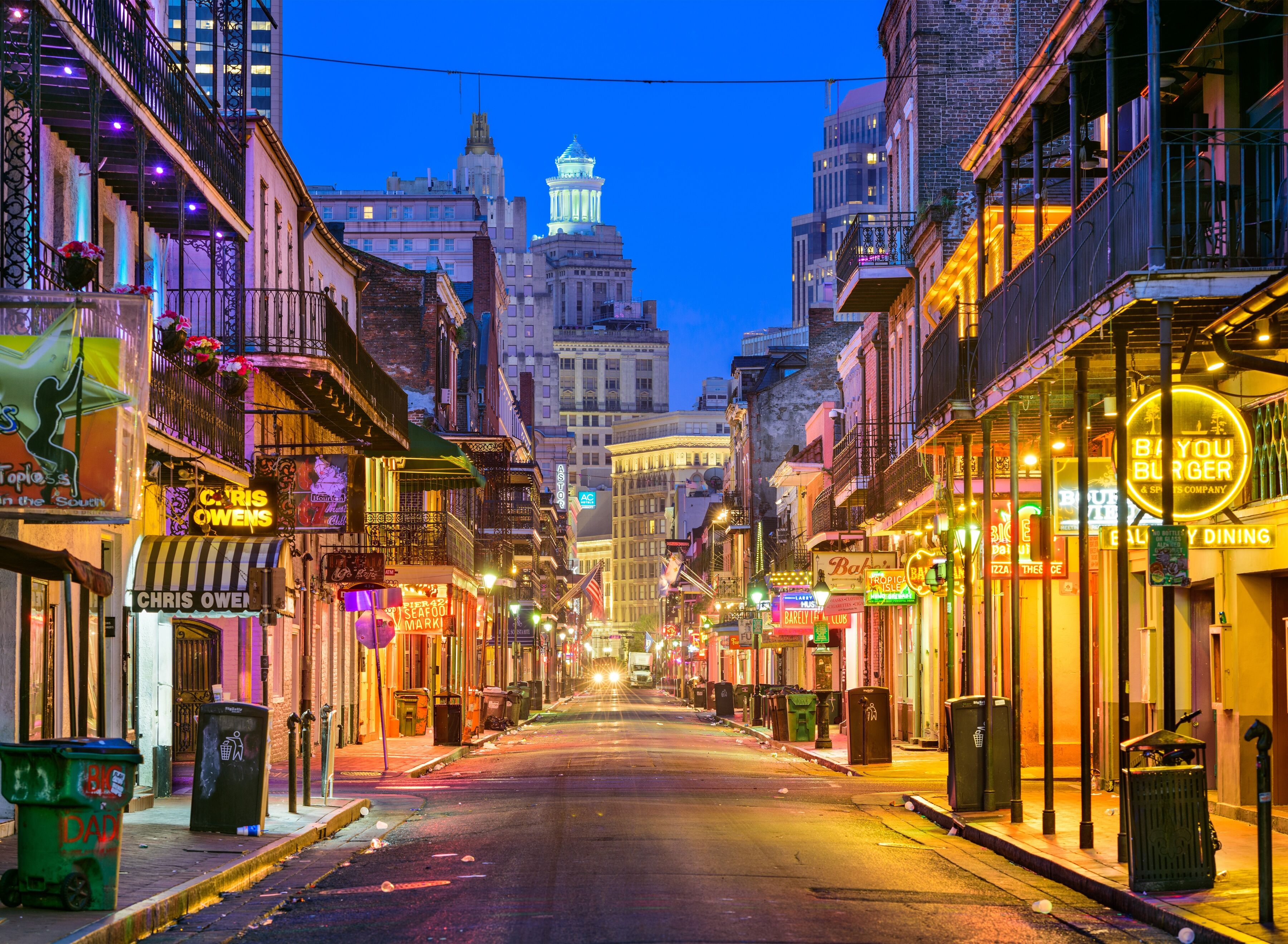 Fototapete PAPERMOON "Bourbon Street New Orleans", bunt, B:2m L:1,49m, Vlies, Tapeten, Fototapete bunt B/L: 2m x 1,49m, Bahnen: 4 Stk.