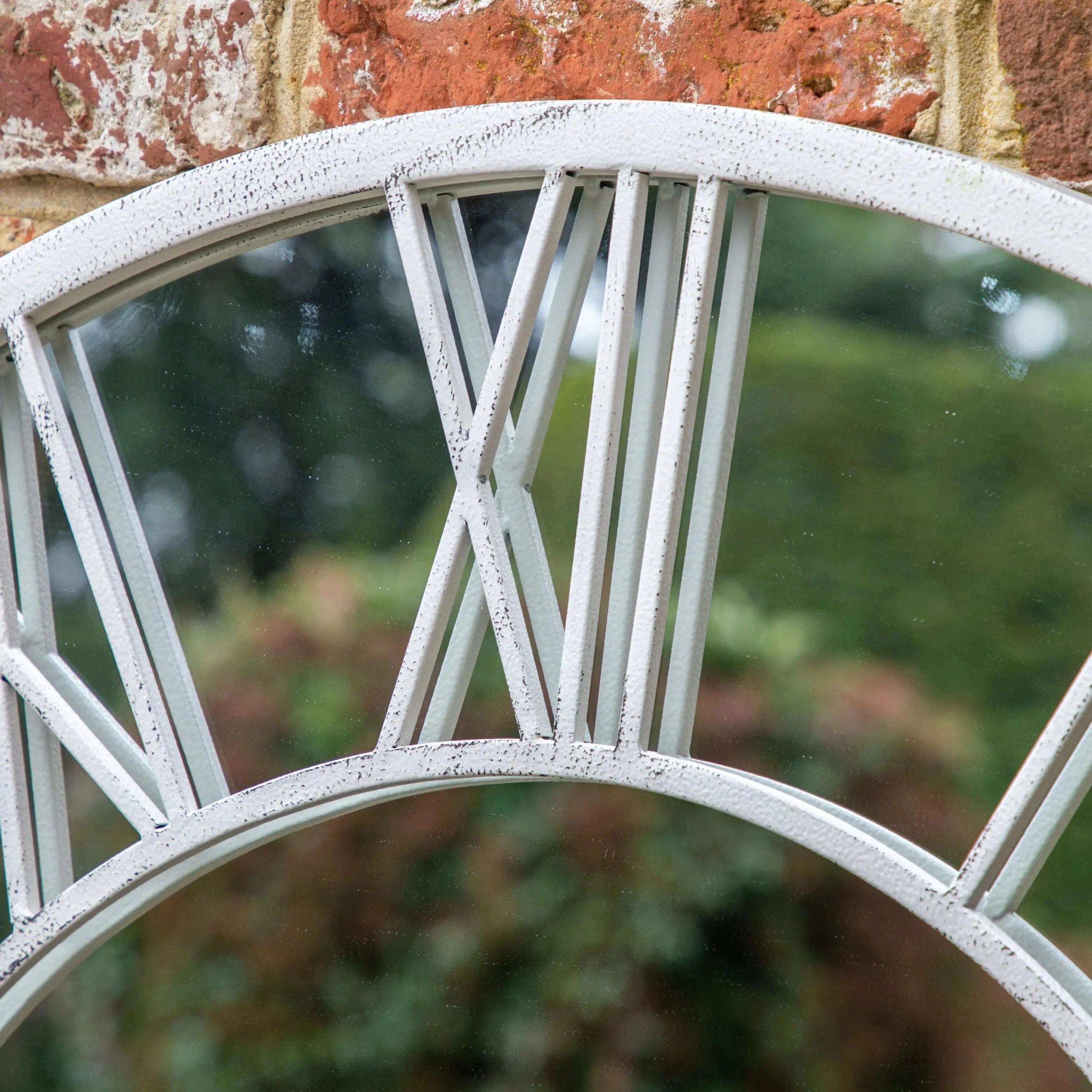 Menton White distressed Outdoor Clock Style Mirror