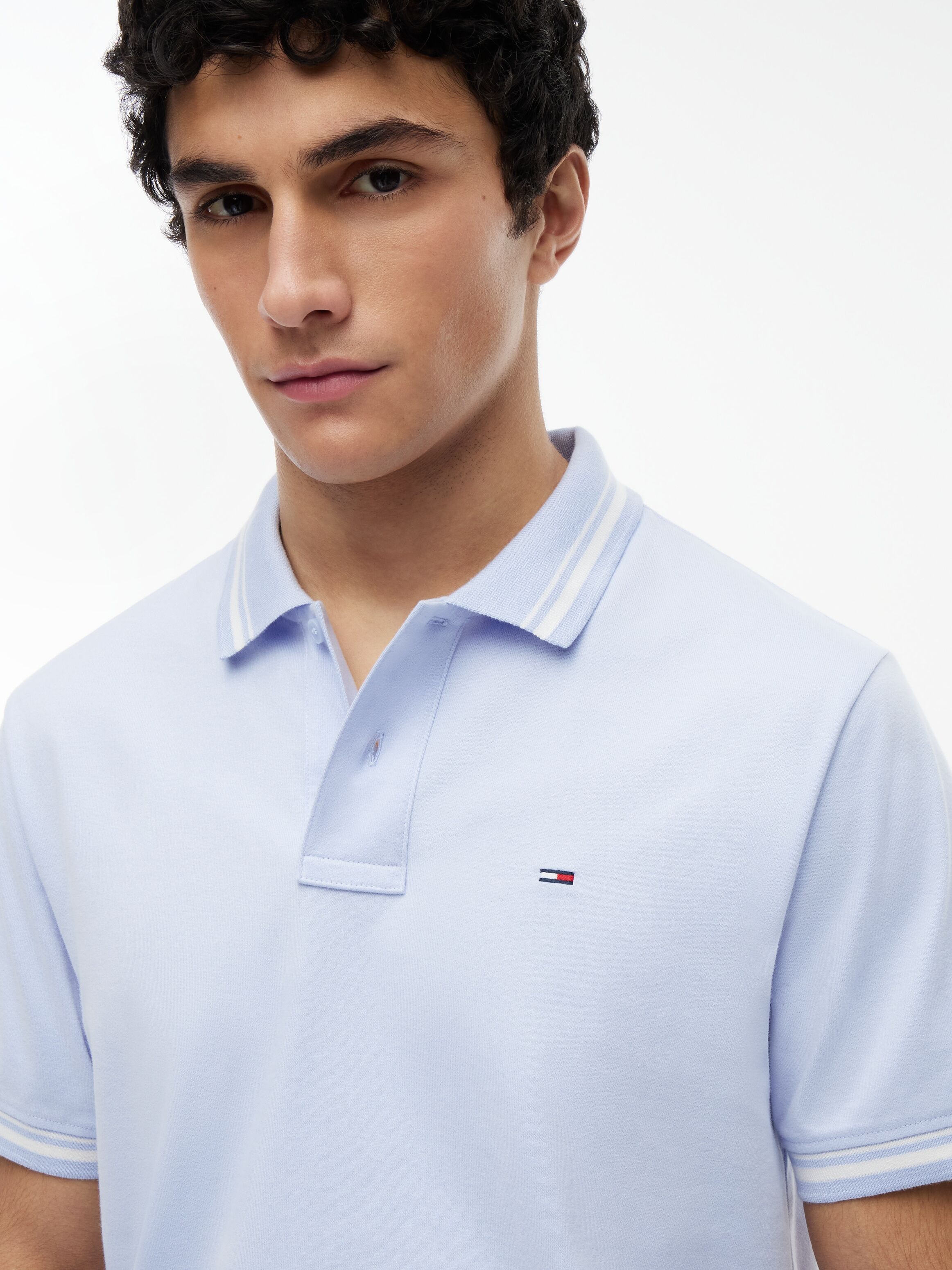 Poloshirt TOMMY JEANS "TJM REGULAR TIPPED", Herren, Gr. L, moonlight iris, Jersey, Obermaterial: 100% Baumwolle, regular fit normal, Rundhals, eingesetzt angesetztes Bündchen, Shirts Poloshirt, Regular fit mit Polokragen moonlight iris L
