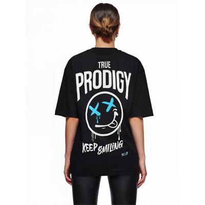 Oversize-Shirt TRUEPRODIGY "Kenji F Logo Print Oversized Rundhals", Damen, Gr. L, schwarz, Obermaterial: 100% Baumwolle CO., Rundhals, Shirts