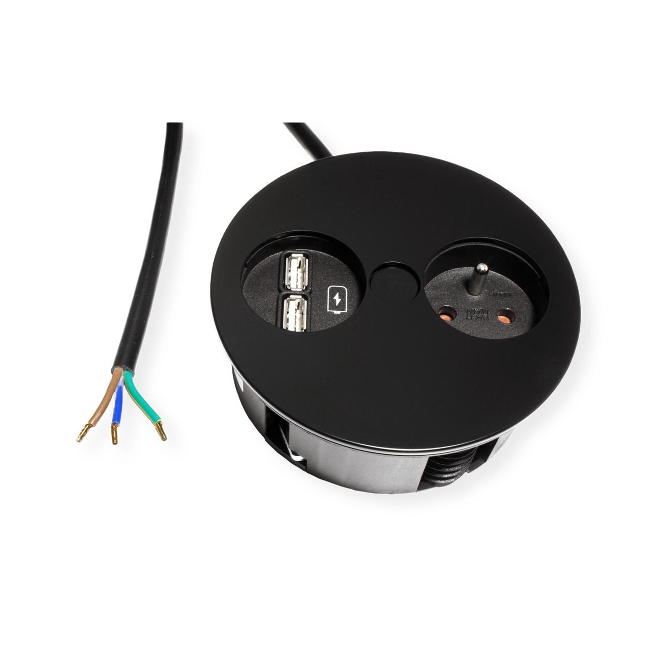 BAC Twist 1x230V 1xUSB czarny mat (931.132)