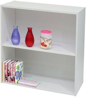 InRoom Designs 2-Tier Bookcase Storage Organizer, Wooden Open Storage Shelf for Bedroom, Kids Room, Living Room, or Home Office