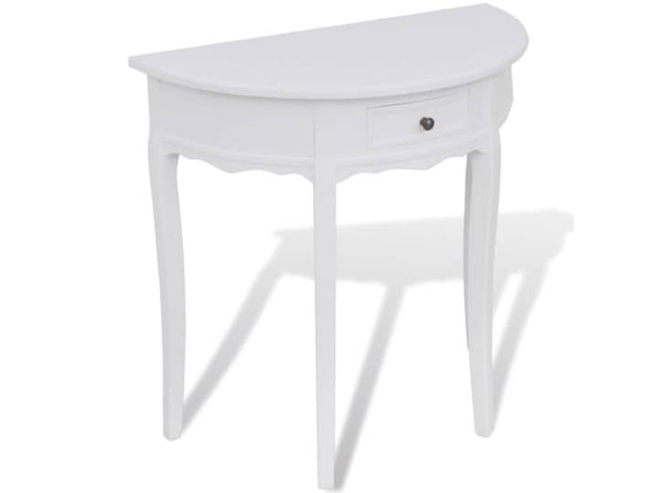 HKLGBVCR Konsole, halbrund, Weiß, mit Schublade Hochwertiges MDF und Kiefernholz, kompaktes Design, für Wohnzimmer, Esszimmer oder Flur