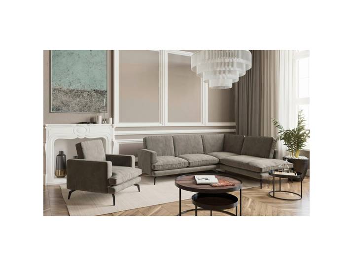 Livetastic Sitzgarnitur, Grau, Metall, Füllung: Daunen, Silikon, 250x202 cm, Made in EU, planbar, Rücken echt, individuell planbar, Wohnzimmer, Sofas & Couches, Sitzgarnituren