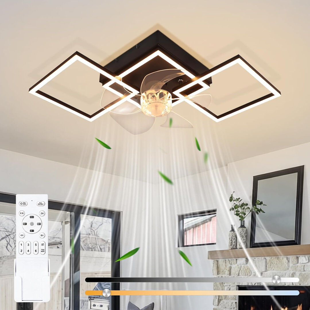 Metro Ceiling Fan with LED Lights Matte Black 68cm
