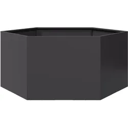 Helloshop26 - Sechseckiger Pflanzkasten/Hochbeet für Pflanzen Blumen Terrasse Garten 104 x 90 x 45 cm schwarzer Stahl 02_0038632