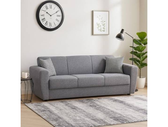 Dmora Schlafsofa 3-Sitzer Escobar 223x80 cm Grau Stauraum
