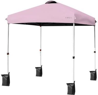 Costway 6.6 x 6.6 Feet Outdoor Pop-up Canopy Tent with Roller Bag-Pink