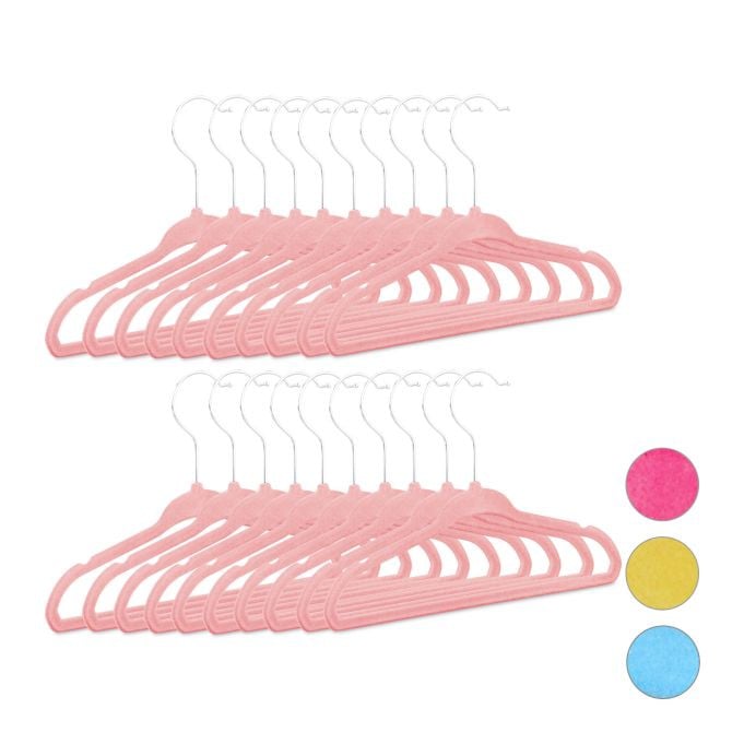 Relaxdays 60x Kinderkledinghangers roze met antislip en 360 graden draaibare haak