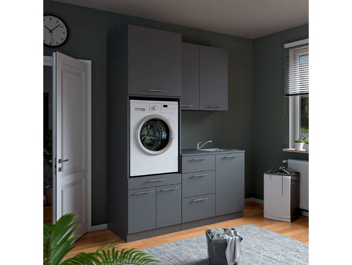 Set de buanderie T avec vasque 168 x 238cm Gris/Anthracite