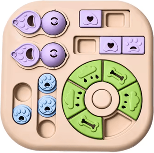 Inspire Picks Smart Cat Puzzle Toy Interactive Slow Feeder Turntable For Indoor Cats square Beige