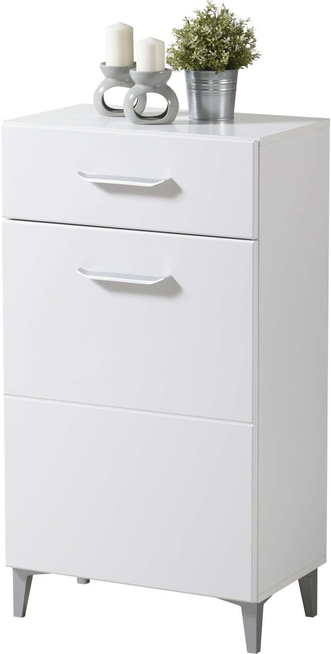 Schuhschrank HOME AFFAIRE "Como, Schuhkommode, Schuhregal, Höhe 105 cm", weiss (opaque weiß), B:58cm H:104,5cm T:35cm, Holzwerkstoff, MDF, Schränke, Schuhschrank, in Opaque Weiss mit MDF-beschichtet Fronten, modernes Design opaque weiß Opaque weiss, B/H/T