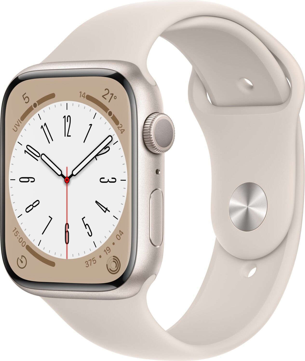 Apple Watch Series 8 Aluminium 45 mm (2022)   GPS   Starlight   Sport Band Starlight M/L - Refurbished