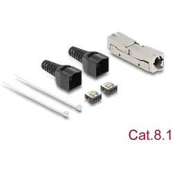 Delock RJ45 Verbinder LSA zu LSA mit Knickschutztülle Cat.8.1 werkzeugfrei