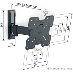 Vogel Bracket S COMFORT TVM 3223 (Wand, 15 kg, 19" - 43"), TV Wandhalterung, Schwarz