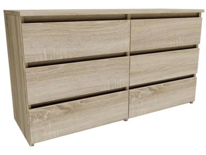 MATKAM Kommode CL1006, H57 x B100 x T35 cm, mit 6 Schubladen, Elegantes Design, einfache Montage, ideal für jedem Raum (Sonoma Eiche)