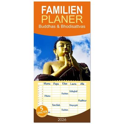 Familienplaner 2026 - Buddhas & Bhodisattvas mit 5 Spalten (Wandkalender, 21 x 45 cm) CALVENDO