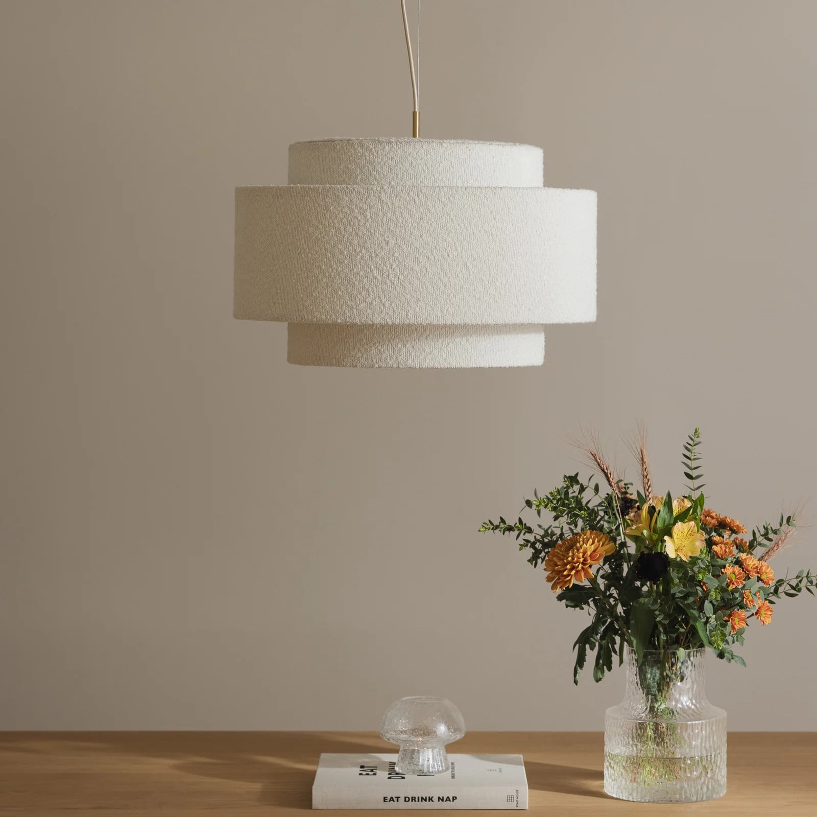 Globen Lighting Noah Bouclé hanglamp wit textiel Ø 50 cm