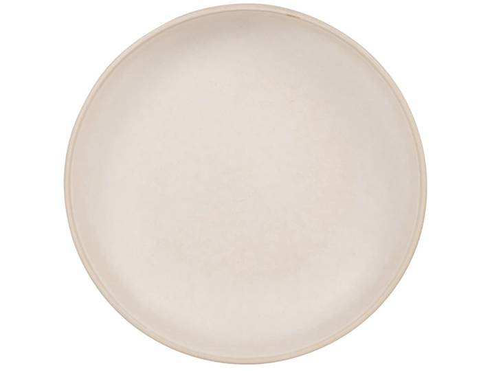 Flacher Teller aus Steingut, beige