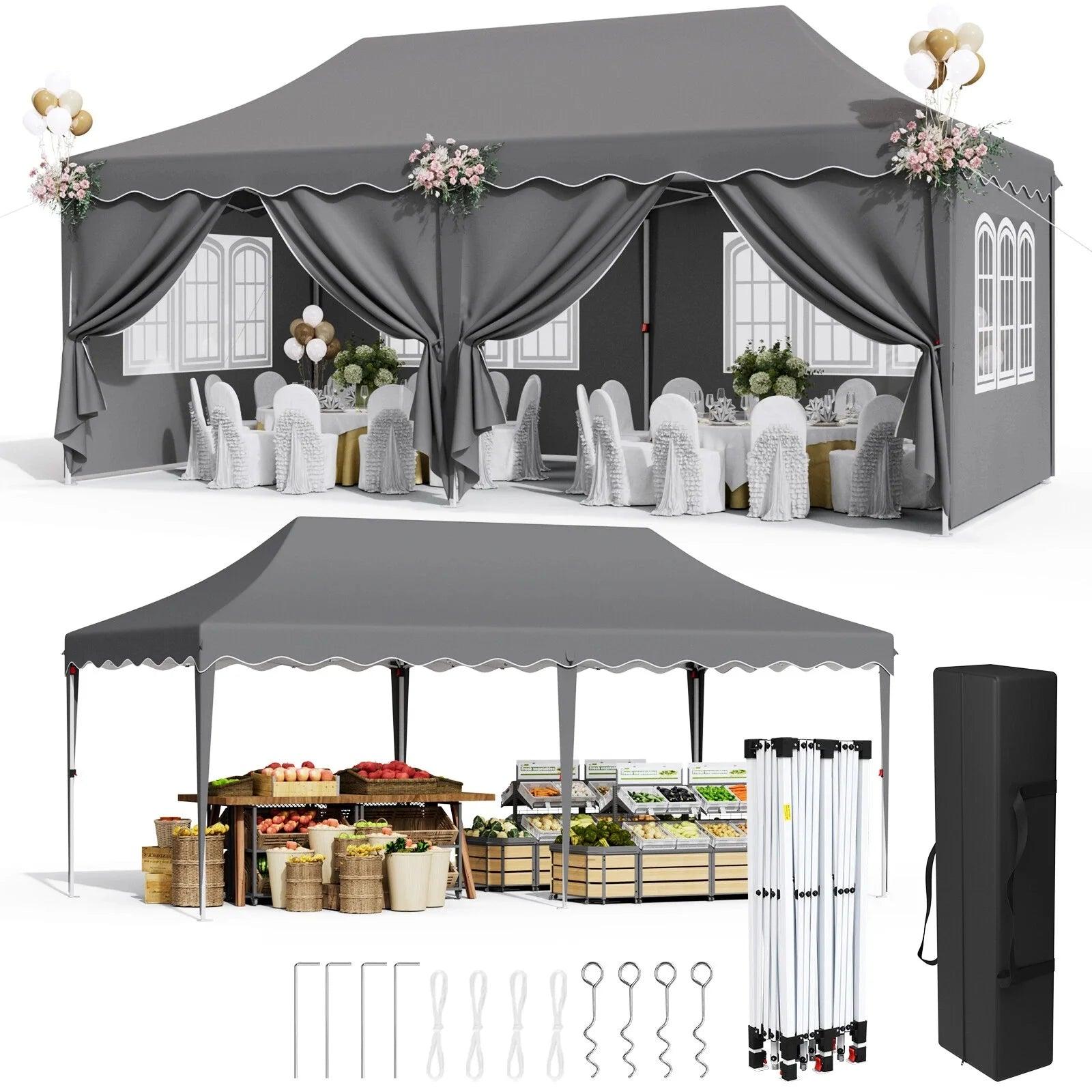 Gartenpavillon - Faltpavillon - Überdachung - Partyzelt - Marktstand - 3x6 Meter - UV-beständig