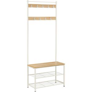 Vasagle Garderobenständer HSR41, weiß, mit 9 Haken, aus Metall, 175 x 70cm