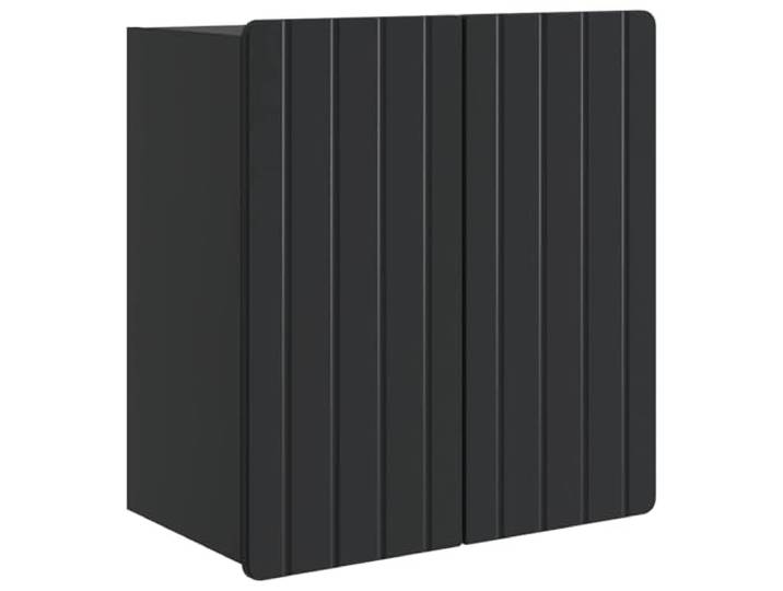 QINXIXINAIXI Wandschrank Schwarz 59 x 31 x 64 cm Holzwerkstoff Wandmontage, 90°-Pendeltüren, Brettregale, vintage Look, feucht abwischbar, Wohnzimmer