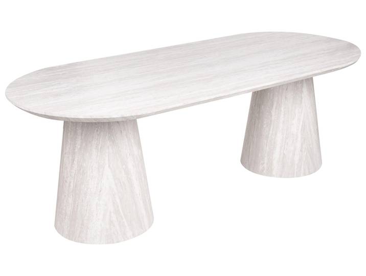 BELIANI Esstisch Beige MDF-Tischplatte Travertinoptik Oval 220x95x76 cm mit Konischen Beinen Modernes Skandi Design Esszimmertisch für 6 Personen