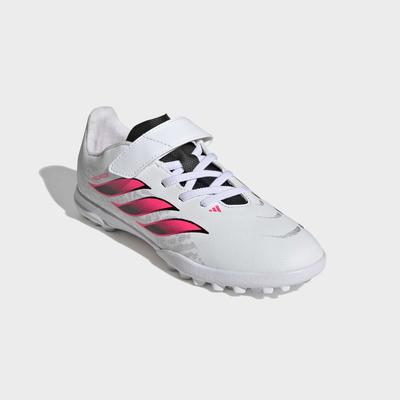 Fußballschuh ADIDAS PERFORMANCE "PREDATOR CLUB KIDS, HYBRIDRASEN, KLETTVERSCHLUSS", Herren, Gr. 31, pink (cloud weiß, solar turbo, core schwarz), Synthetik, Schuhe Fußballschuh, für Kinder & Jugendliche