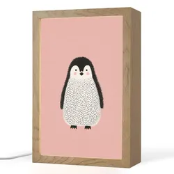 NACHTTISCHLAMPE Pinguin - Punkte - Minimalistisch - Rosa 20x30 cm