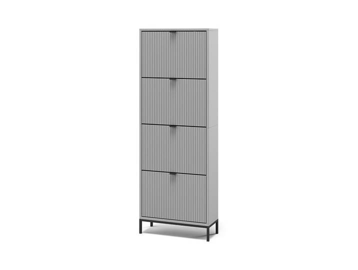 Vicco Schuhkipper Eliza Grau 60 x 168 cm mit 4 Klappschubladen, Rechteckig, 60x168x24 cm, Garderobe, Schuhaufbewahrung, Schuhkipper