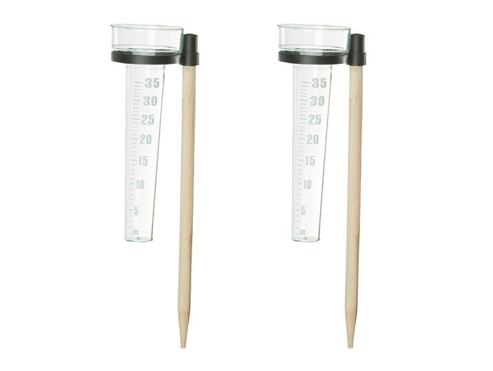 Regenmesser mit Stab 2er-Set Hellbraun-Schwarz-Transparent
