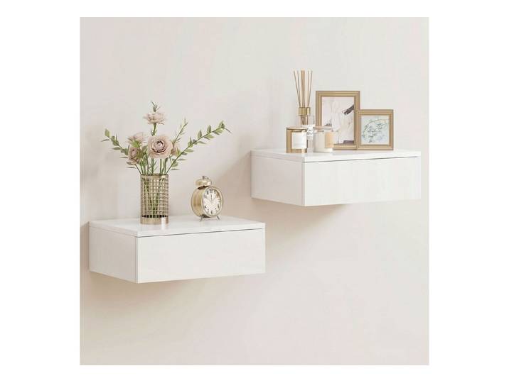 FELIXLEO Nachttisch 2er Set Nachttische, wandmontiertes Design, Schublade, Weiß (1-St)