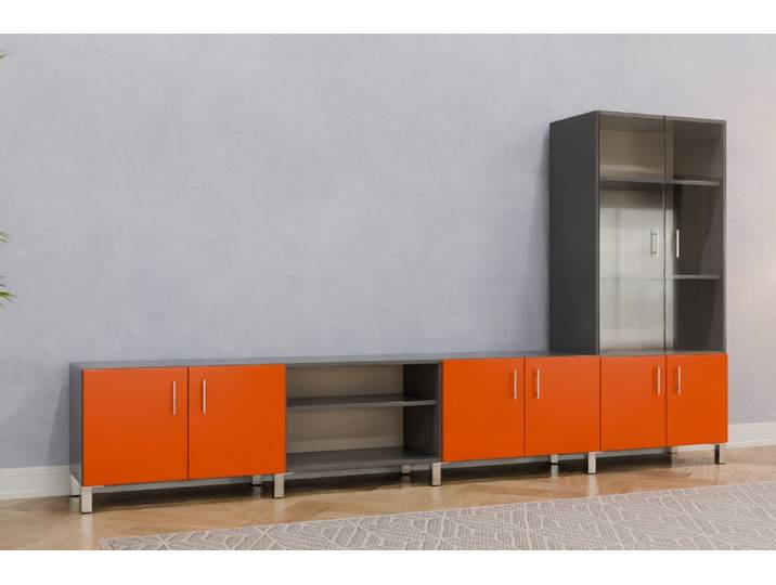 TV-Board nach Maß - RAL 2004 Reinorange - 165x300x42cm - Individuell konfigurieren