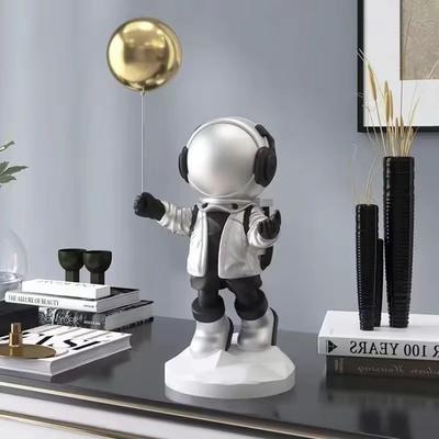 Inspired Finds Balloon Astronaut Resin Ornament Unique Home Decor Craft For Desk, Bookcase, Or Office Decoration silver
