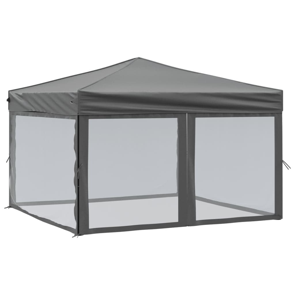vidaXL Partytent inklapbaar met zijwanden, antraciet, 3x3 meter