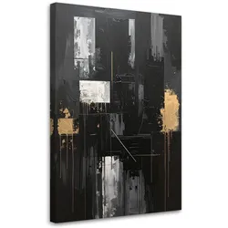 BILD auf Leinwand, Abstrakte Formen in Schwarzgold