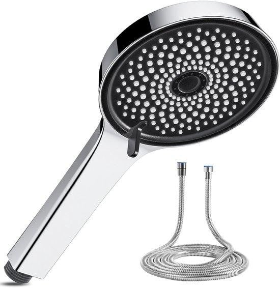 Unyqoos Waterbesparende handdouche met 6 straalstanden, chroomafwerking en 150 cm roestvrijstalen slang