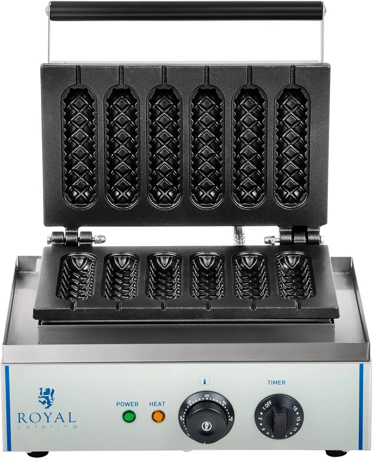 Royal Catering Vohvelirauta - 1 550 wattia - kahva - maissinakeille RCWM-1500-S