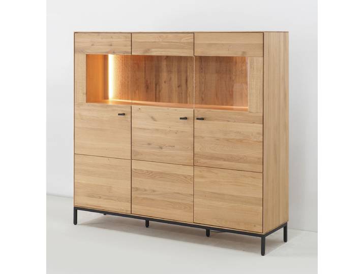 Highboard Luca 3-türig in Wildeiche massiv – Montierte Lieferung – 3%-Vorkasse-Rabatt