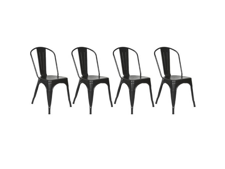 HSTURYZ Lot de 4 Chaises de Style Industriel Chaise Métal Empilable Intérieur-Extérieur (Noir)