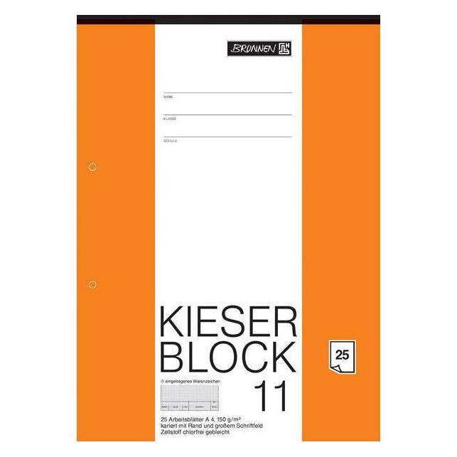 Brunnen Arbeitsblock Kieserblock DIN A4 kariert Lineatur 11 (A4, Kariert) (1042235)