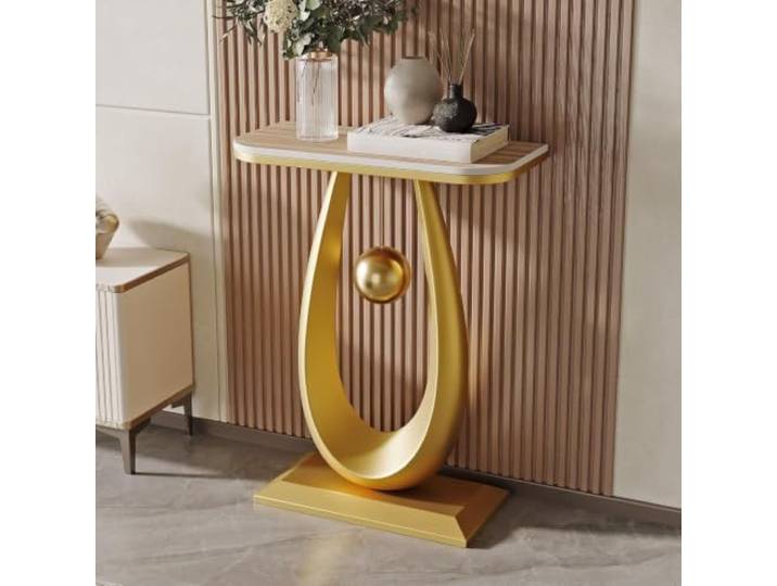 Sinterstein Konsolentisch Wassertropfen Goldkugel für Eingang Flur Zuhause Luxus Design Wassertropfen Goldkugel Platzsparend für Salon Flur Kleine Wohnung(Gold 5,60cm/23.6in)