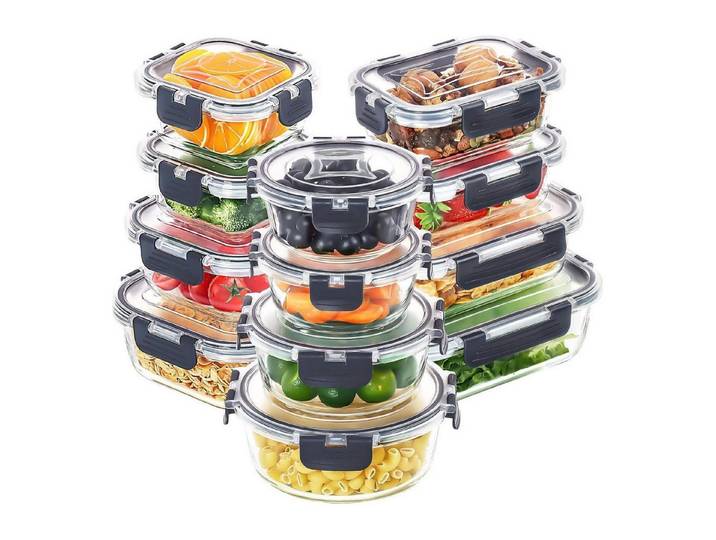 LuxusKollektion Frischhaltedose Glass Frischhaltedosen 24tlg. BPA-frei, luftdicht, stapelbar, Glas