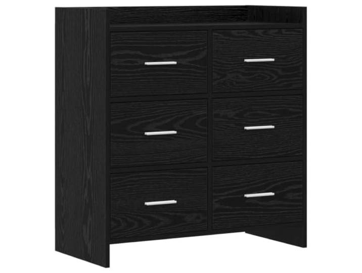 TEKGHUT Sideboard Schwarze Eiche 75 x 33 x 80 cm Holzwerkstoff Metallgriffe, mehrere Fächer, rechteckiger Korpus, für Esszimmer Wohnzimmer Flur, Montage durch zwei Personen