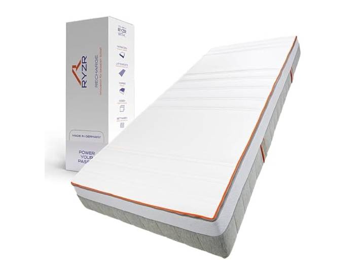 RYZR Recharge Pro Matratze 80x200 cm – Gelschaum & 7-Zonen Kaltschaum Tragschicht, Weich H2/Mittelfest H3, Bezug abnehmbar 60 °C waschbar, Oeko-TEX 100, für Seiten-/Bauch-/Rückenschläfer
