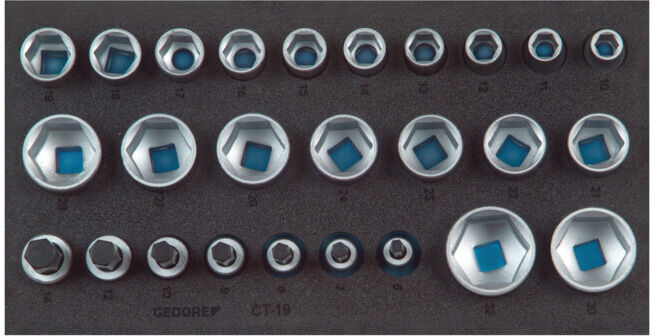 Module à outils 1500 CT1-19 l.157,5xP.310mm 26pces 1/2po. Jeu de clés à douille ; Gedore (2308908)